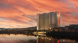 Exterior view of GSR looking Northwest at sunset.