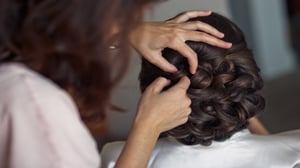 Wedding day hair style done at The Spa.