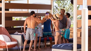 Friends enjoying time in a cabana at GSR.